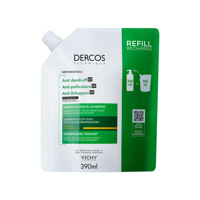 Vichy Dercos Shampoo Anti-dandruff kuiville hiuksille täyttöpakkaus 390 ml bild 2