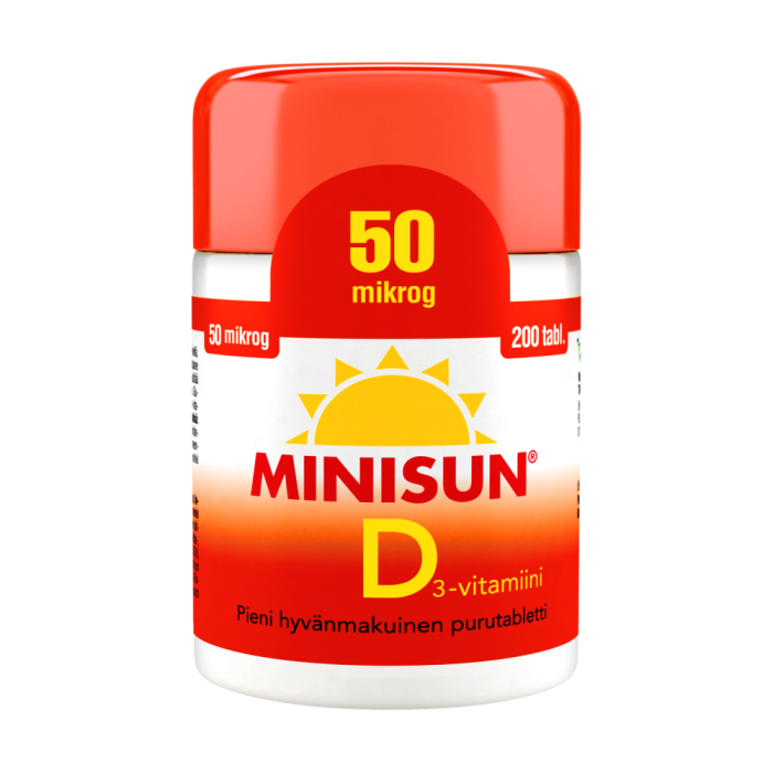 MINISUN D-VITAMIINI 50 MIKROG 200 TABL bild 2