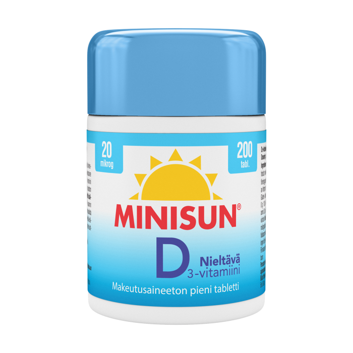 Minisun D-vitamiini Nieltävä 20 mikrog 200 tabl