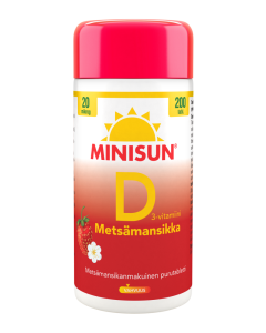 Minisun D-vitamiini Metsämansikka 20 mikrog 200 tabl