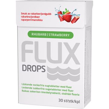 Flux Drops imeskelytabletti raparperi-mansikka  30 kpl