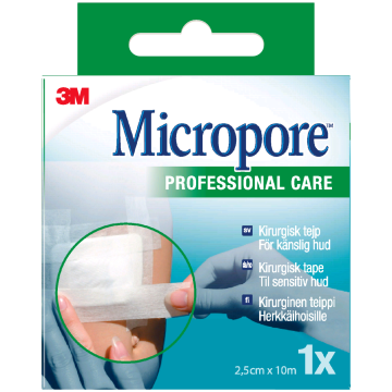 Micropore 2,5cm x 10m valkoinen vaihtorulla 1 kpl