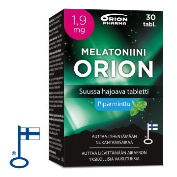 Melatoniini Orion 1,9 mg piparminttu suussa hajoava 30 tabl
