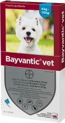 BAYVANTIC VET KOIRILLE 4-10 KG 100/500 mg paikallisvaleluliuos 4x1 ml