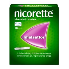 NICORETTE INHALAATTORI 10 mg inhal höyry, kyllästetty patruuna 18 fol