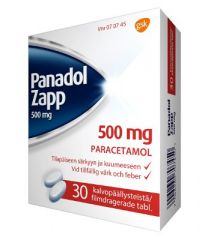 PANADOL ZAPP 500 mg tabl, kalvopääll 30 fol
